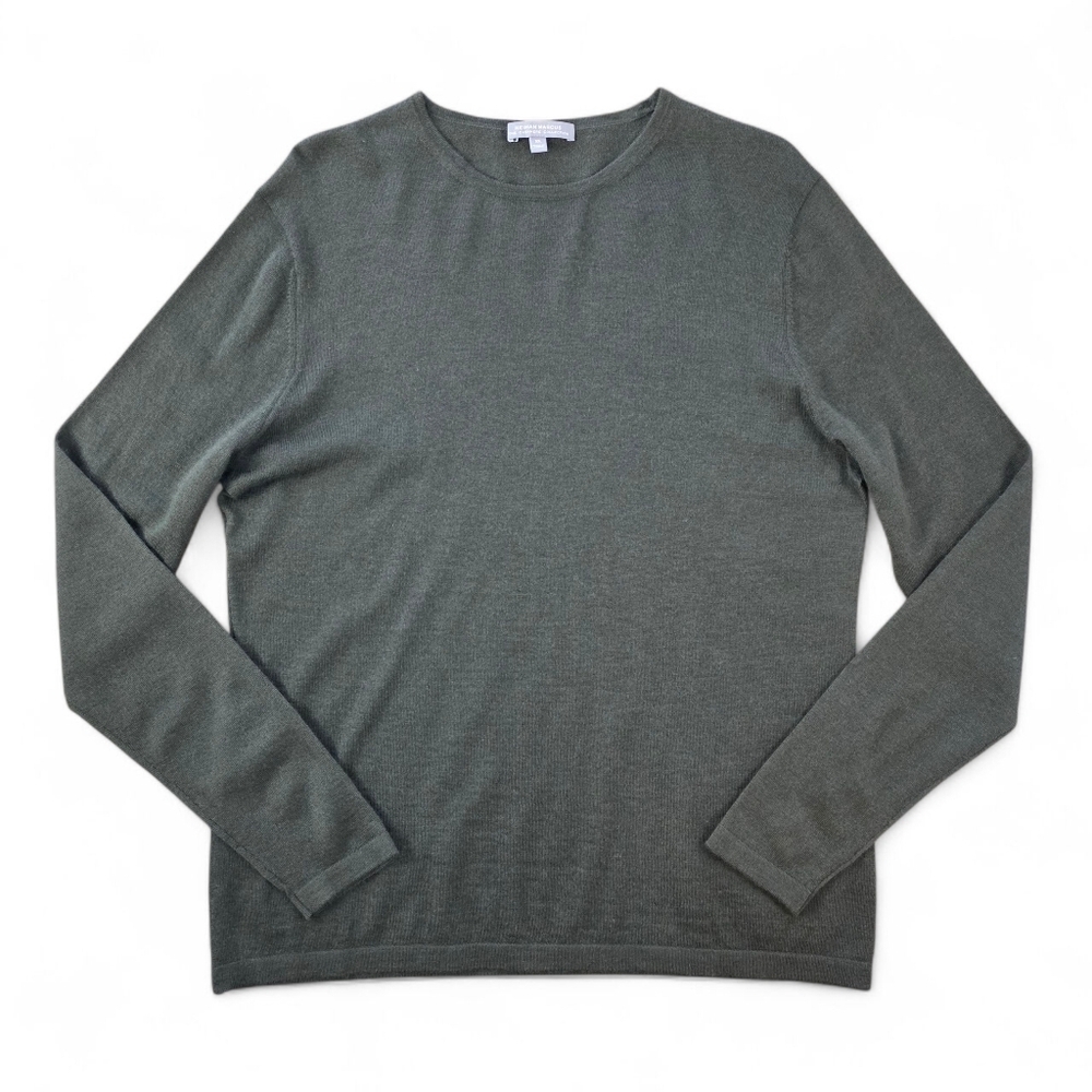 Neiman Marcus 100% Cashmere Crewneck Lightweight Sweater Women XL Dark Green